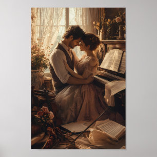 Pôster de Parede Romântico para Amantes de Piano