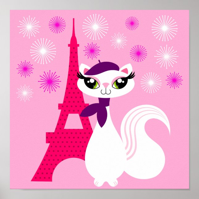 Poster de Paris do Gatinho bonito (Frente)
