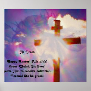 Poster de Páscoas Religiosa - Jesus e Cruz