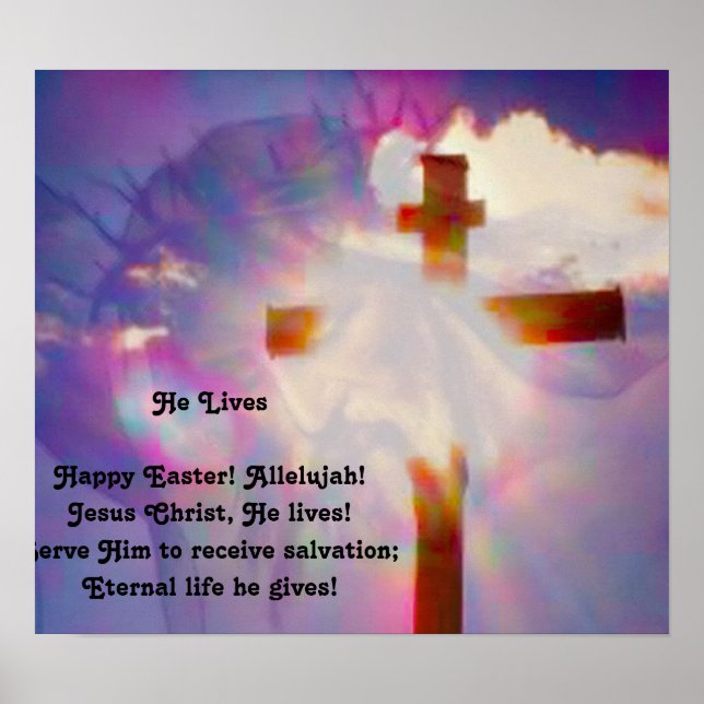 Poster de Páscoas Religiosa - Jesus e Cruz (Frente)