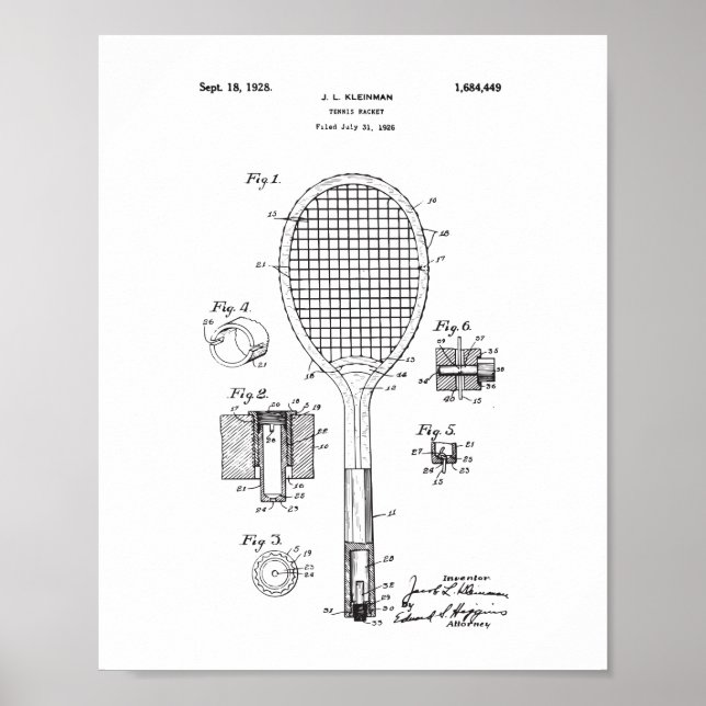 Poster de Patente Racket de Tênis original - Vinta (Frente)