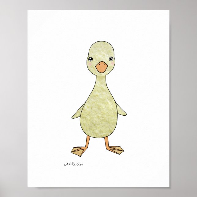 Pôster de Pato Fofo Fazendo Arte de Animal Bebê de (Frente)