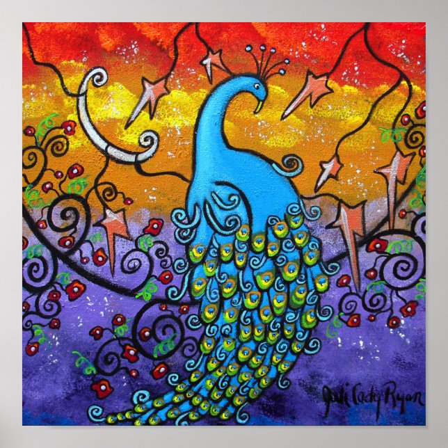 Poster de Peacock Colorido de Encantamento (Frente)