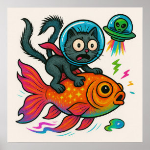 Poster de Peixe Anel de Gato Espacial