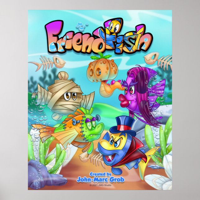 Poster de peixe de animação fofo FriendFish (Frente)