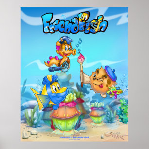 Poster de peixe de animação fofo FriendFish