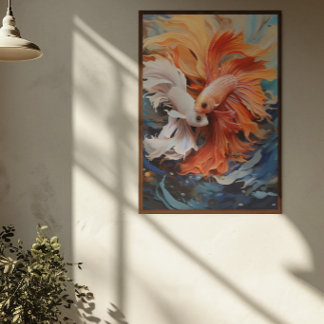 Poster de Peixes de Combate de Siamês Vibrantes