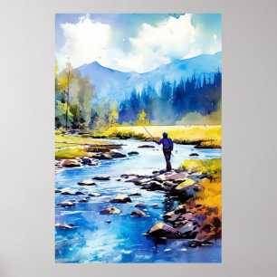Poster de Pesca com Voo de Cadeias - Arte de Pared