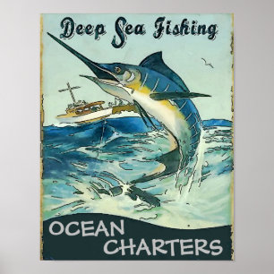 Poster de pesca no mar profundo