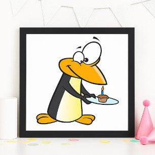 Poster de Pinguim Com Um Cupcake