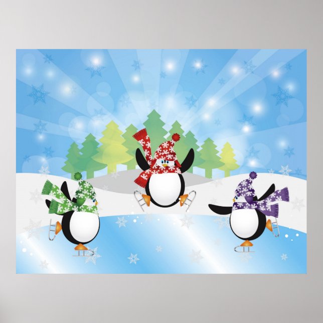 Poster de Pinguim Gelado de Corte (Frente)