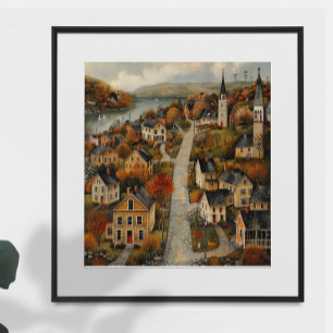 Poster de Pintura a Óleo de Arte Folha de Outono