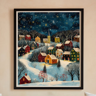 Poster de pintura a óleo de arte foliar na noite d
