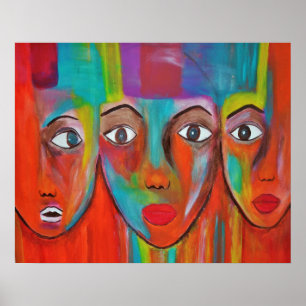 Poster de pintura a óleo de mulheres africanas