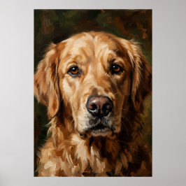 Pôster de pintura a óleo do Golden Retriever | Cac