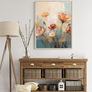 Pôster de Pintura a Óleo Floral Vintage