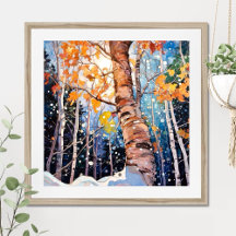 Poster de pintura de aquarela florestal