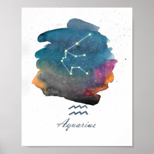 Poster de pintura de constelação de Aquarius impre