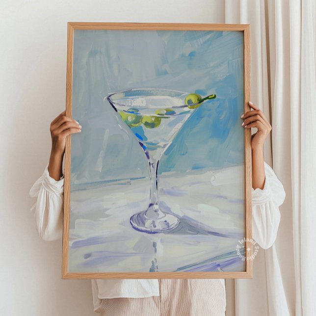 Poster de pintura de coquetel Martini - Azul (Criador carregado)