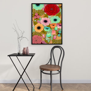 Pôster de Pintura de Jardim Floral Arte Impressa