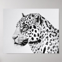 Poster de pintura de leopardo preto e branco