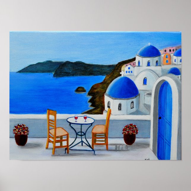 Poster de pintura de Santorini (Frente)