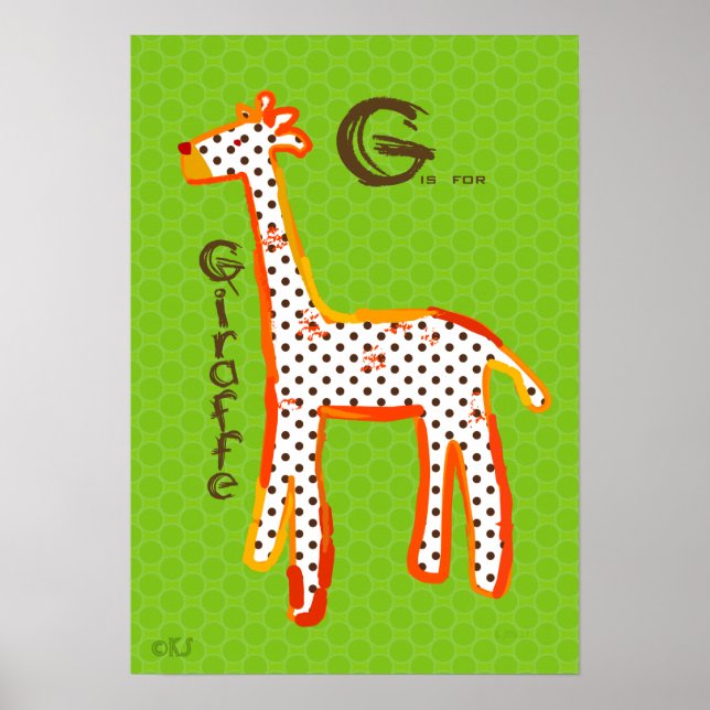 poster de pintura digital 'G é for giraffe' (Frente)