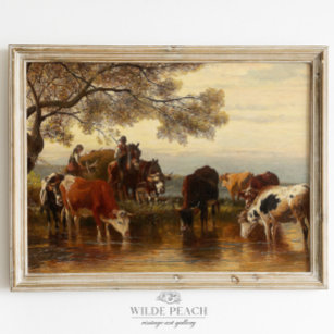 Poster de pintura do rancho de colheita de bovinos