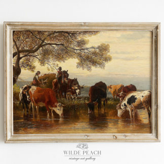 Poster de pintura do rancho de colheita de bovinos