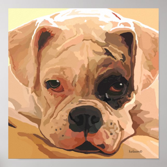 Poster de pintura do rosto do boxer (Frente)