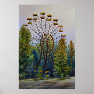 Poster de pintura por roda da Pripyat Ferris