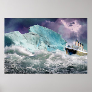 Poster de pintura RMS Titanic e Iceberg