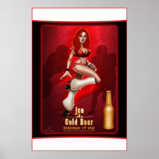 Poster de Pinup Girl de Futebol com cerveja gelada