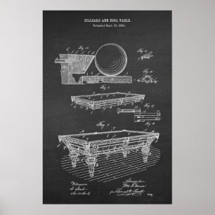 Poster de piscina com patente de Mesa nº 5 Billia