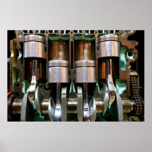 poster de pistões de motor de automóveis