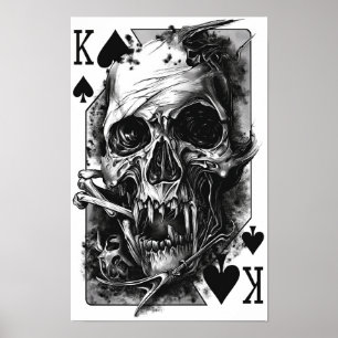 Poster de Play King Hardcore, preto e branco"