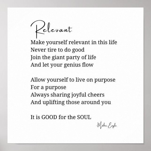 Poster de poema Inspiracional Relevante (Frente)