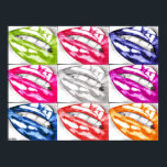 Poster de Pop de arte com Lábios de de  quentes (a<br><div class="desc">Tinham várias cores para produzir esse clássico efeito de pop,  esses belos lábios de alto brilho são desenhados a lápis e acentuados com um detalhe de borda marcadora.</div>