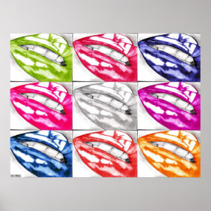 Poster de Pop de arte com Lábios de de quentes (a