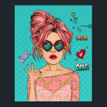 Poster de Pop de arte em quadrinhos<br><div class="desc">Esta maravilhosa peça de arte retrata uma garota com um vestido rosa e grandes tonalidades cardíacas. Perfeito para presentes de aniversário, presentes de férias e presentes de aquecimento da casa. Esta arte de poster é uma opção de decoração na parede do excelente para sua casa, escritório, trabalho, sala de estar,...</div>