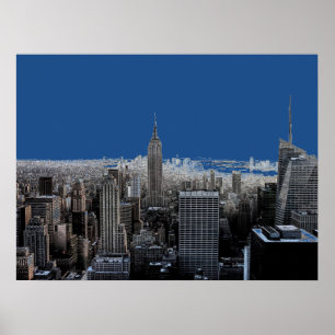 Poster de Pop de Nova Iorque da noite azul