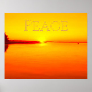 Pôster de pôr do sol âmbar pacífico sobre a água