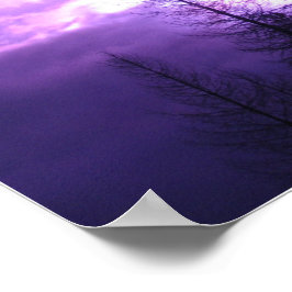 Pôster de Pôr do Sol Roxo e Silhuetas 20" x 16"