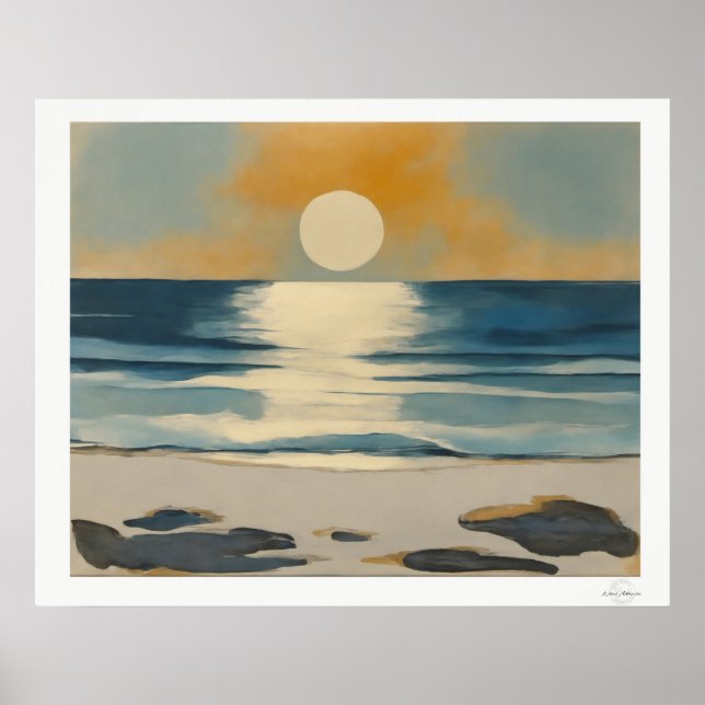 Pôster de Pôr do Sol Sobre o Mar (Frente)