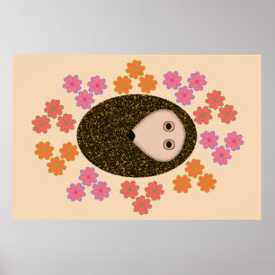 Poster de porco e flores com sono
