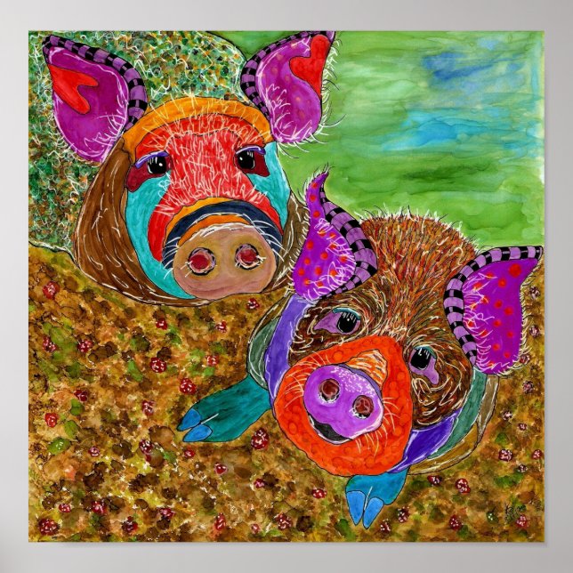 Poster de porco guineense de 12" x 12" (Frente)