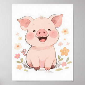 Poster de porcos sorridentes