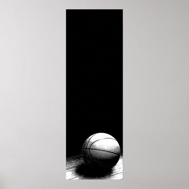 Poster de porta de basquete preto e branco (Frente)