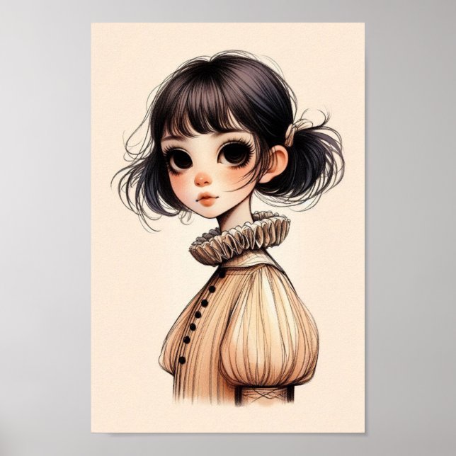 Poster de portrait de jeune fille (Frente)