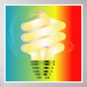 Poster de poupança de energia da ampola